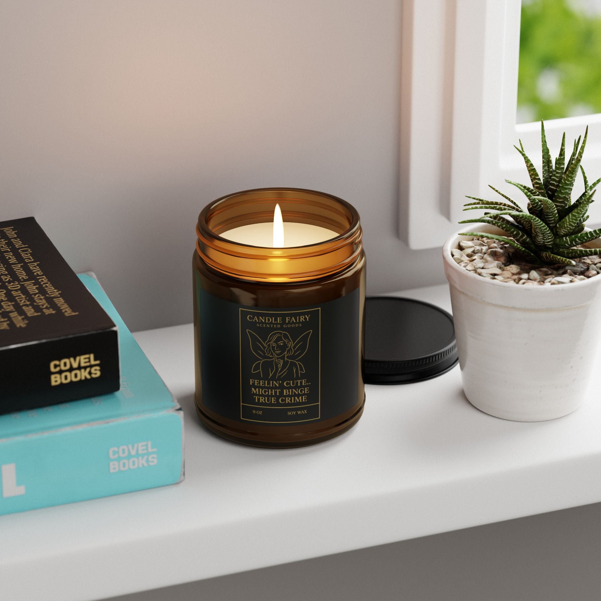 Soy Candle — 'Feelin' Cute... Might Binge True Crime' Amber Jar 9oz