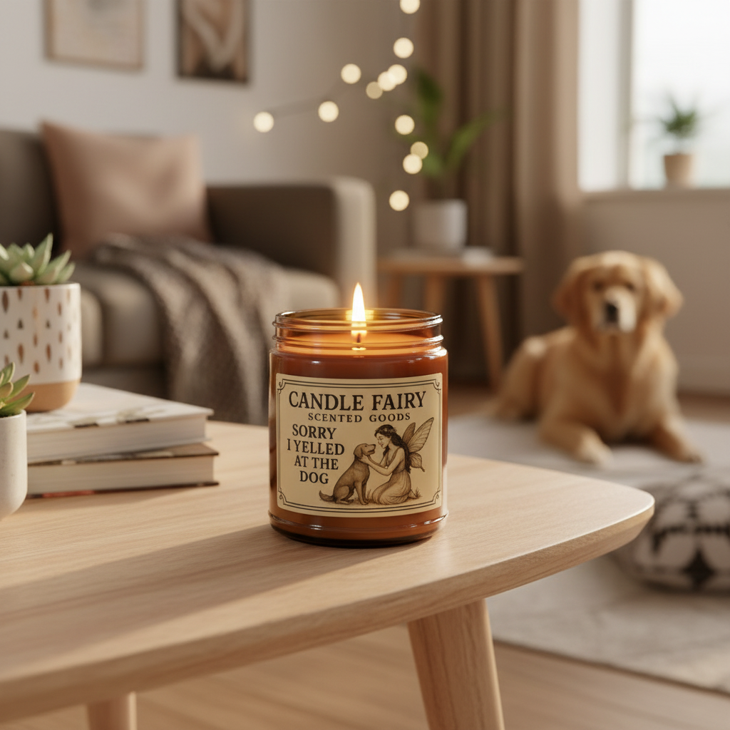 Sorry I Yelled at the Dog Soy Candle — Amber Jar Scented Candle