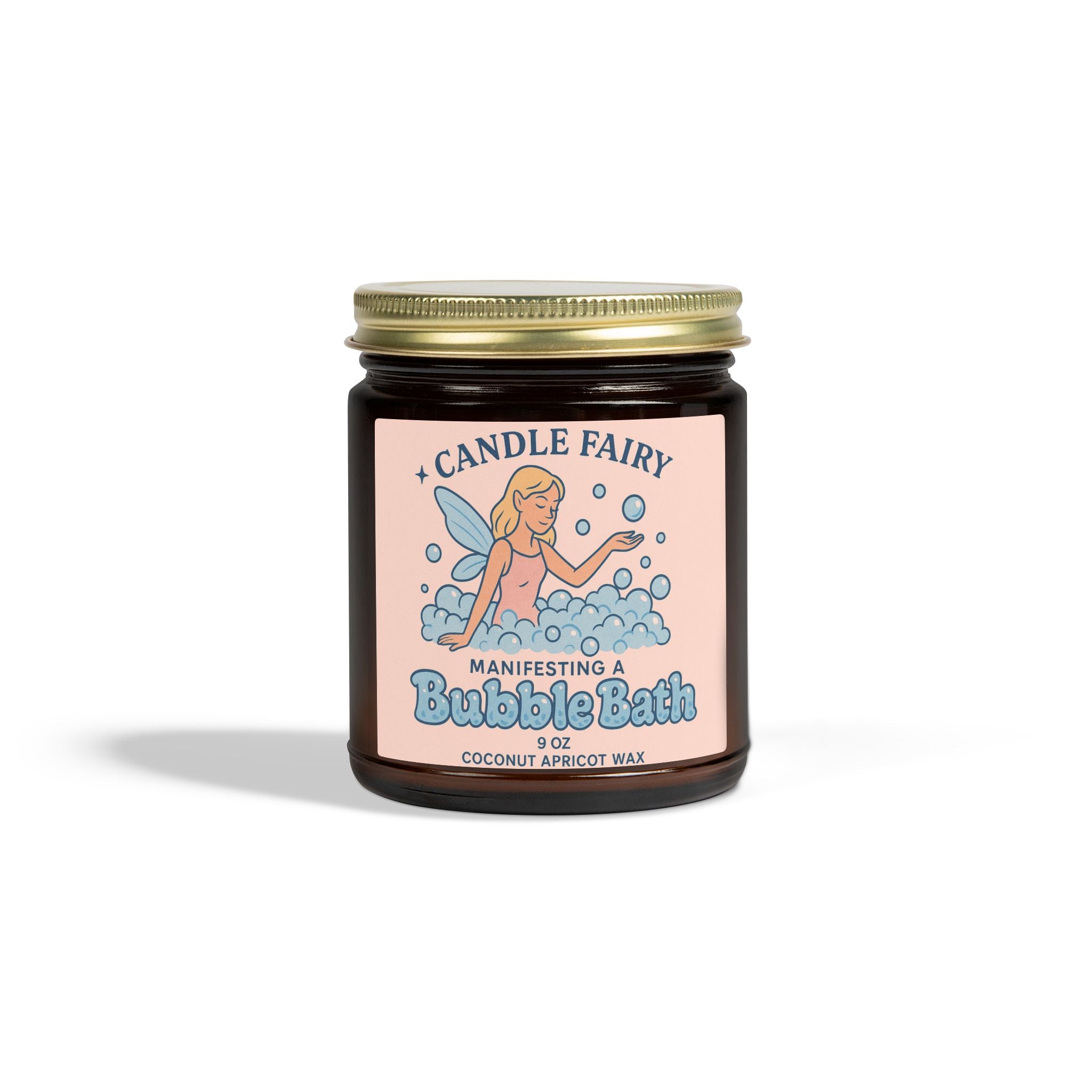 Candle Fairy Scented Candle — Coconut Apricot Soy Wax (9oz) — "Manifesting A Bubble Bath"
