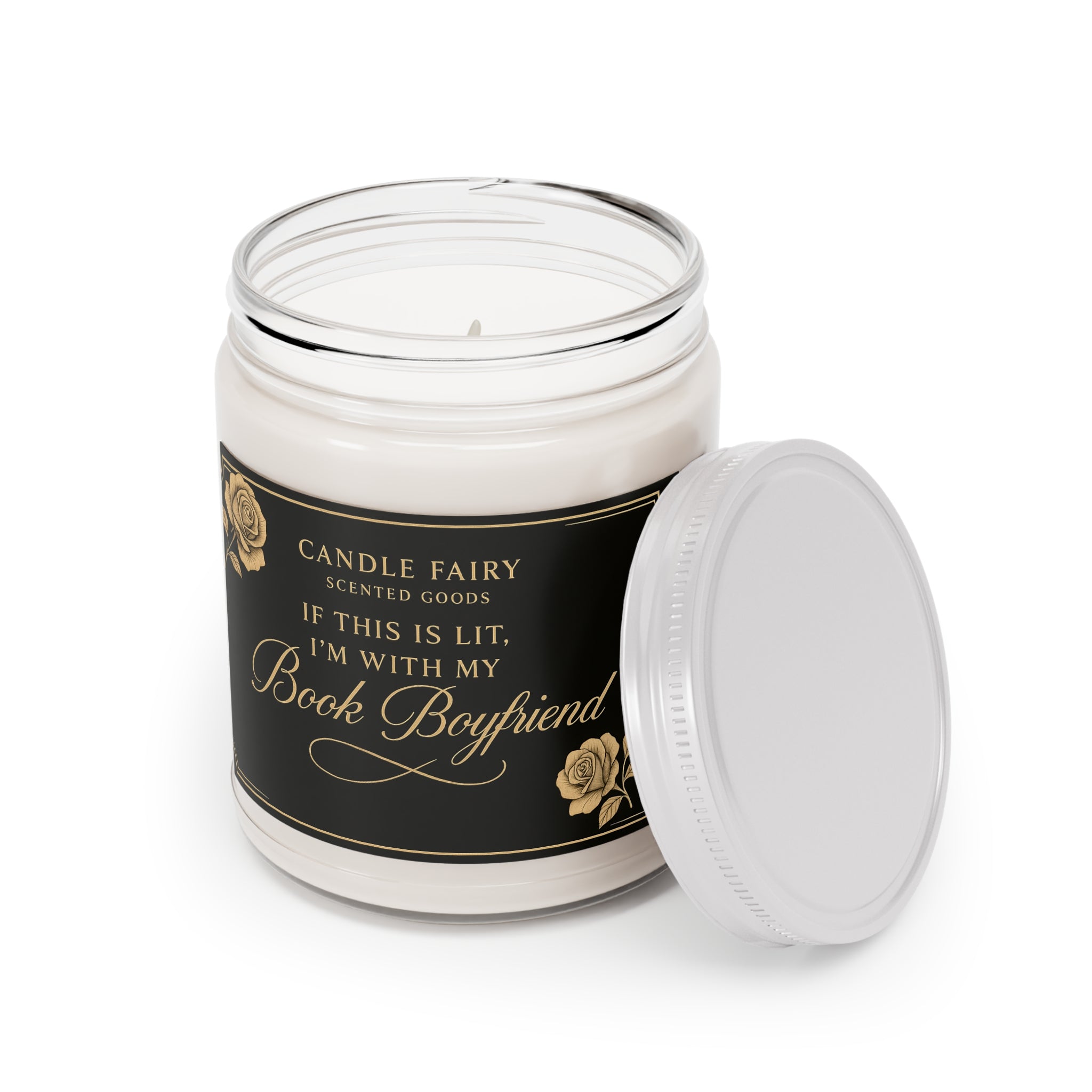 Soy Candle 9oz — "If This Is Lit, I'm With My Book Boyfriend" (White Lid)