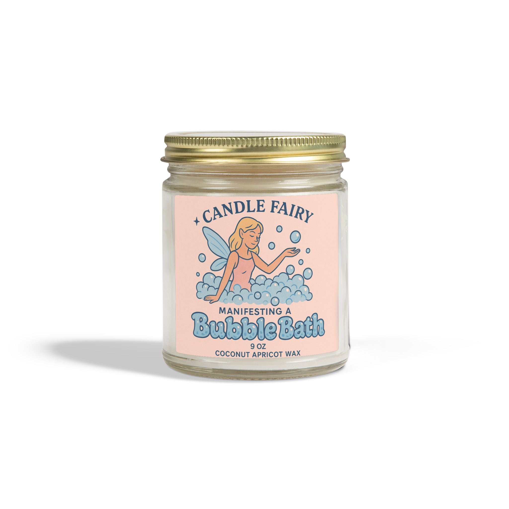 Candle Fairy Scented Candle — Coconut Apricot Soy Wax (9oz) — "Manifesting A Bubble Bath"