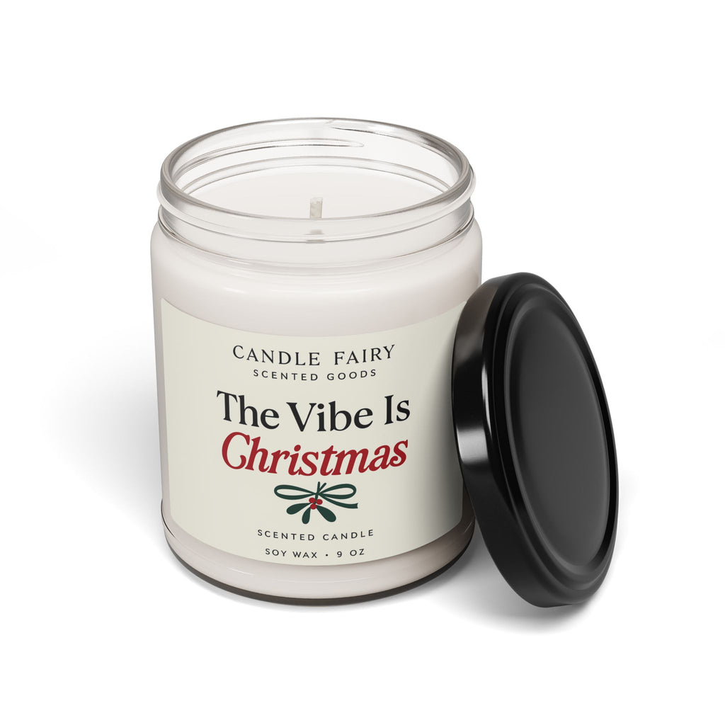 Christmas Scented Soy Candle 9oz — "The Vibe Is Christmas" Holiday Jar