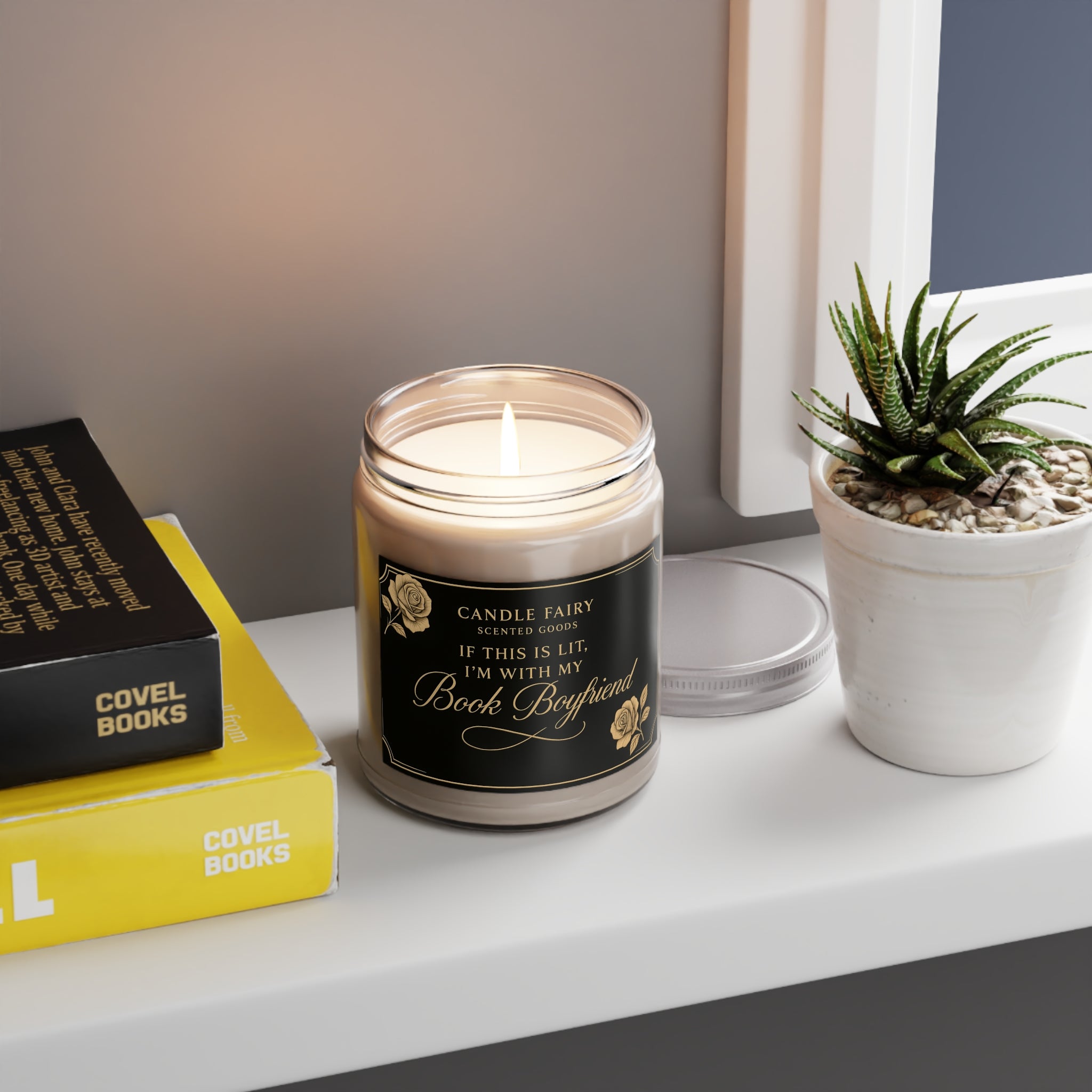 Soy Candle 9oz — "If This Is Lit, I'm With My Book Boyfriend" (White Lid)
